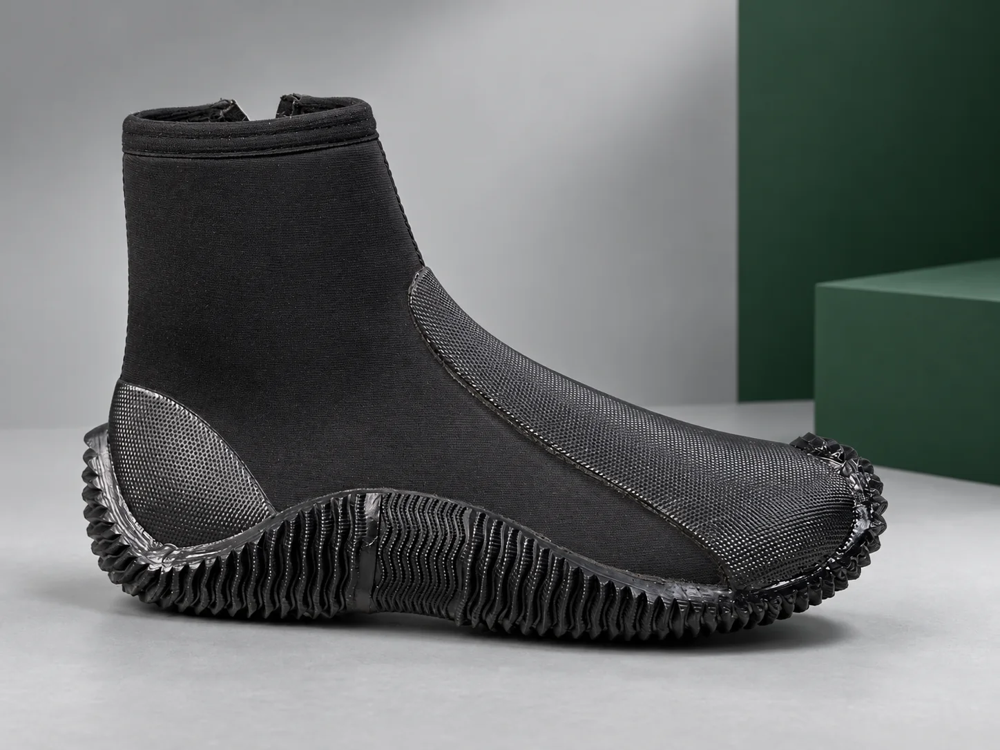 Black flexible marine footwear sample